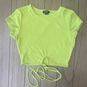 Justify Bright Green Tie-Front Crop Top
